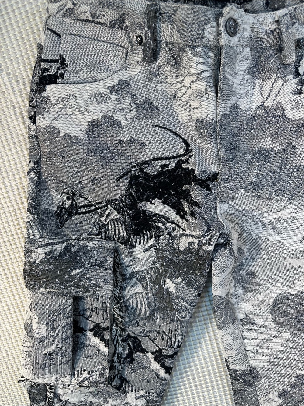 Rebel Vengeance Grim Reaper Skeleton Horse Tapestry Cargo Pants Grey Black 30 - Picture 12 of 12